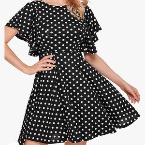Fit and flare polka dot dress sz S